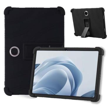 Imagem de Capa para tablet Oppo Pad SE, capa de tablet KONXISA com material de silicone premium, função de suporte dobrável, capa para tablet à prova de choque e proteção total, capas protetoras, preta