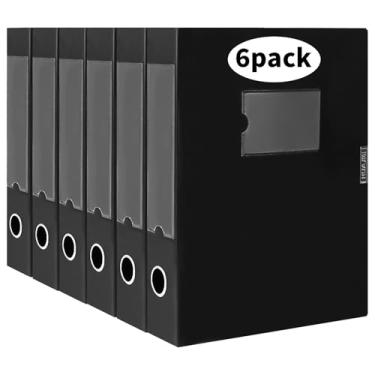 Imagem de WORPSON Caixa de arquivo de plástico com tampa, 31 cm × 24 cm × 4 cm, papel carta e papel A4, estojo organizador de documentos de escritório (preto, 4)