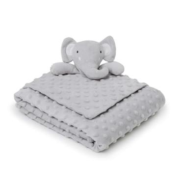 Imagem de Kit Bebê Loani Manta Pipoquinha Soft com Naninha Elefantinho Cinza