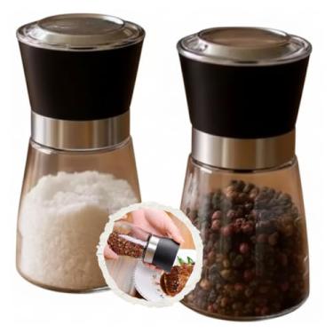 Imagem de Kit 2 Moedores Profissional Pimenta Reino Sal Grosso Em Inox Aço Inox