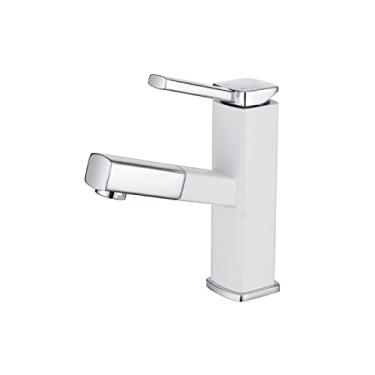 Imagem de Torneira misturadora de banheiro com pulverizador removível Torneira misturadora rotativa de 360° para água quente e fria Toda a torneira de pia retrátil multifuncional de cobre com alça única, fosco