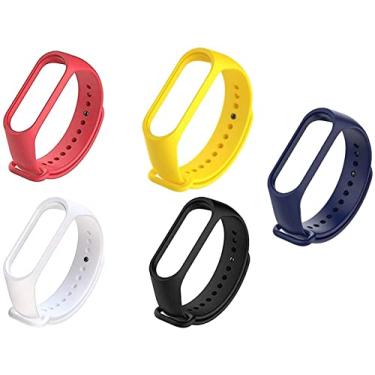 Imagem de Kit 5 Pulseiras extras para MI BAND 4 - New Version (Vermelha+Amarela+Branca+Preta+Azul)