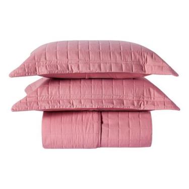 Imagem de Cobre Leito Matelassê Percal 300 fios Basic Queen 03 Peças 100% Poliés