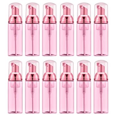 Imagem de IRON BILL Garrafa vazia de espuma de 59 ml (12 peças) Dispensador de sabão espumante de viagem para sabonete para as mãos, limpador de xampu de cílios (vermelho transparente, bomba vermelha elétrica e