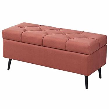 Imagem de Banqueta dobrável de tecido tecnológico de armazenamento dobrável bolsa de assento confortável banco de sofá doméstico com pés de metal rolamento 150 kg 80 x 40 x 45 cm (cor: laranja)