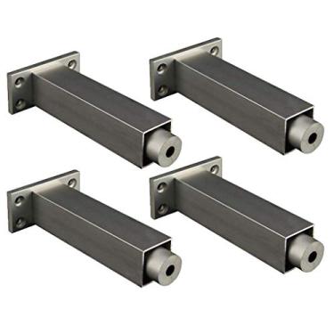 Imagem de Pernas de móveis Altura Adiustável 6 mm Pernas de Mesa de Metal Pés de Liga de Alumínio Pés Quadrados de Substituição de Móveis Pernas Sofá Cama Armários Risers com Parafusos, Conjunto de