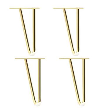 Imagem de ZJYWMM 4 peças de pernas de móveis sólidos pés de móveis, pernas de armário, pernas de mesa, pernas de mesa, pés de sofá, pés de metal de substituição, ouro (20 cm)