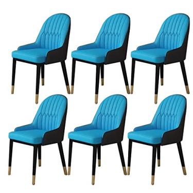 Imagem de Conjunto de 6 cadeiras modernas para sala de jantar, cozinha, sala de estar, sala de jantar, cadeiras de jantar modernas de couro PU com encosto alto, assento macio, à prova d'água, cadeira lateral de