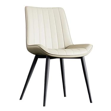 Imagem de Cadeira de Jantar Couro Fosco Sintético Cadeiras de Jantar Cadeiras de Cozinha Sala de Jantar Modernas Cadeiras Laterais de Sala de Estar de Meados do Século 3 Tipos de Pernas de Cadeira (Cor: Bege