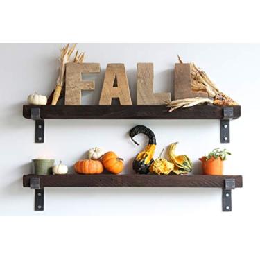 Imagem de Prateleiras Urban Legacy Accent | Tábua de celeiro de palheta | Conjunto de 2 com suportes completos (lavagem branca 122 x 17,8 x 5 cm) (lavagem branca 61 x 11 x 5 cm) (grão de café 101 x 11 x 5 cm)