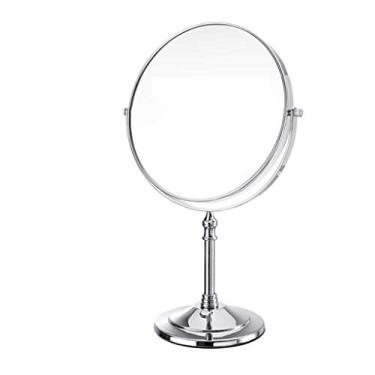 Imagem de Espelho de vestir espelho de maquiagem espelho de maquiagem espelho de cosméticos giratório independente topo de mesa de barbear dupla face espelho de maquiagem espelho de beleza (cor: aço inoxidável