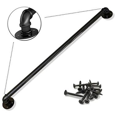 Imagem de Corrimão de escada - kit completo, corrimão de tubo preto industrial de escada com suporte de montagem na parede, casa contra a parede, grades internas e externas para idosos (tamanho: 4,6 m)
