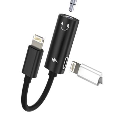 Imagem de Adaptador Lightning para conector de fone de ouvido de 3,5 mm para iPhone 14 (2 em 1) para certificação MFI da Apple, porta de carregamento, cabo auxiliar de áudio, adaptador de fone de ouvido
