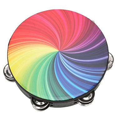 Imagem de Matybobe Tambor de mão de sino de linha dupla TAMBOURINE COLORIDO PARA PERCUSSÃO INSTRUMENTO DE MÃO DE 20 cm (Cor)