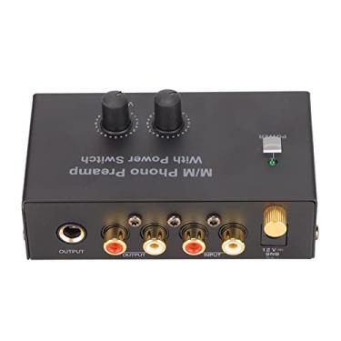 Imagem de Luqeeg Pré-amplificador Phono, PP500 Estéreo de Ganho Duplo Eletrônico Pré-amplificador Phono Plugue UE 100-240V Operação de Baixo Ruído para alto-falantes