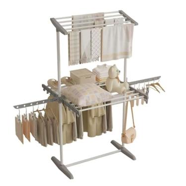 Imagem de Hhsdyl Estendal de Roupas Dobrável, Cavaletes de Secagem em Aço Inoxidável para Roupas e Roupa de Cama,Gray,Two story A