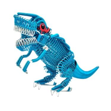 Imagem de Ｂｅｓｇａ Estátua de dinossauro estatueta, arame de alumínio Modelo de ornamento Dragão Figura Escultura Animal para lareiras Sala de estar do armário, Azul