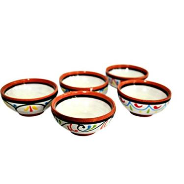 Imagem de Conjunto de 5 peças de terracota espanhola Cactus Canyon Ceramics muito pequeno com mini gravata (tigelas de centímetros), branco