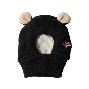 Imagem de Fenteer Chapéu fantasia de gato com orelhas, gorro grosso para festa, cosplay, chapéu de inverno para animais de estimação, ideal para gatinhos, cachorrinhos, Preto