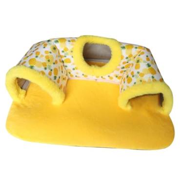 Imagem de Generic Túnel para esconderijo de porquinho-da-índia, casinha quente, multifuncional, macio e, brinquedo tubular para hamster, dragão-barbudo e, Amarelo