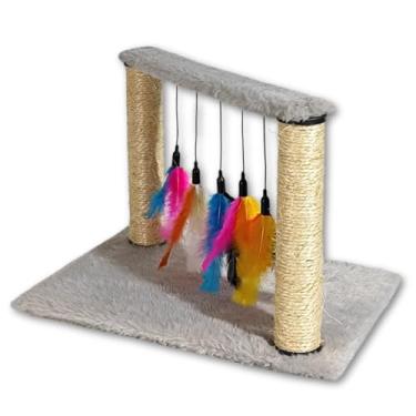 Imagem de Brinquedo Para Gatos Arranhador Poste Duplo Sisal Interativo (Cinza)
