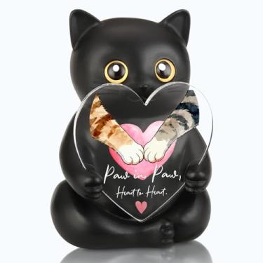 Imagem de VYNWPDFLI Estatueta romântica de casal de gato preto, presente significativo para namorado, namorada, lembrança de aniversário de casais para amantes de gatos, presente de relacionamento emocionante