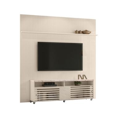 Imagem de Rack com Painel até 75 Polegadas New Prestige 2 Portas Off White e Calacata