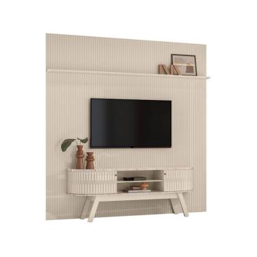 Imagem de Rack com Painel para TV até 75 Polegadas New Laguna 2 Portas Off White e Calacata