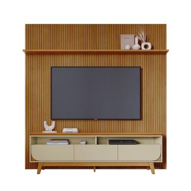 Imagem de Rack com Painel para TV até 75 polegadas Luna 3 Gavetas Cumaru e Opala
