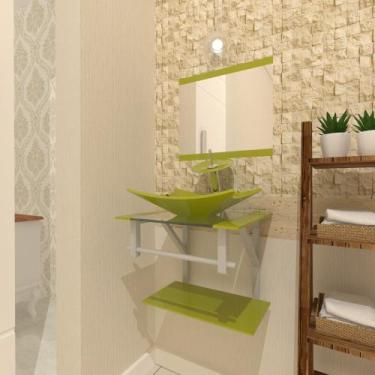 Imagem de Combo 2 em 1 Gabinete de Vidro 45cm para Banheiro Cuba Retangular - Bi