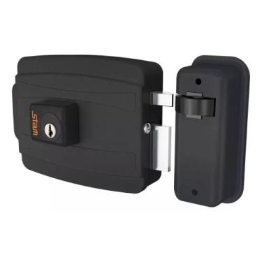 Imagem de Fechadura Elétrica Sobrepor Abre para Fora Cilindro 40mm Preto Fosco S
