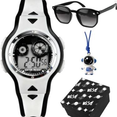 Imagem de Relogio infantil digital led + oculos sol + colar caixa qualidade prem