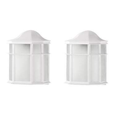 Imagem de Kit 2 Arandela Externa Janelinha Branca Colonial Parede - Acende A Luz