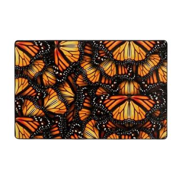 Imagem de ZERAOKE Tapete de área de borboletas laranjas, 9 x 1,5 m, tapetes de área de fazenda para sala de estar, decorativo, lavável, antiderrapante, tapetes modernos e macios para quarto, sala de jantar,