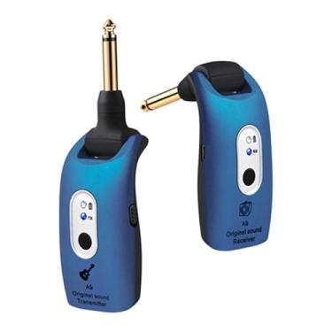 Imagem de menolana Transmissor e receptor para guitarra elétrica, plug and play sem fios, plugue giratório de 270 graus para prática e apresentações ao vivo, Azul