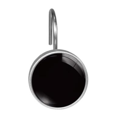 Imagem de Conjunto de 12 ganchos de cortina de chuveiro pretos decorativos de metal à prova de ferrugem para cortinas, varões, anéis de cortina de chuveiro para banheiro, sala de estar, quarto