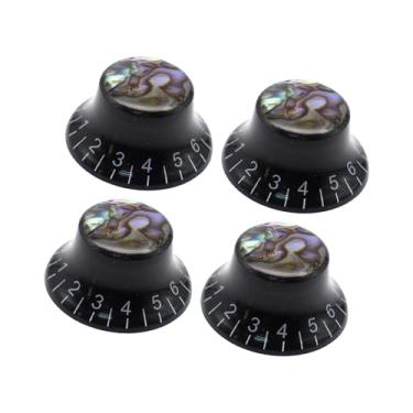 Imagem de YIJU Conjunto de 4 Botões Giratórios para Guitarra Elétrica: Controle de Velocidade, Volume e Tom, Letras Pretas E Brancas