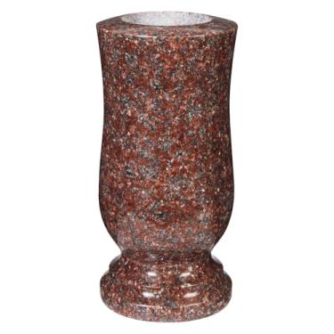 Imagem de Afvarir Vaso de cemitério memorial de granito para decoração de túmulos, suporte de flor de lápide de 25 cm de altura com orifício de drenagem