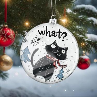 Imagem de Enfeites de Natal para pendurar em cristal de gato, enfeites de árvore de Natal feitos à mão, decoração de carro e casa - presentes de Natal, decoração de artesanato em acrílico, ideias de troca de