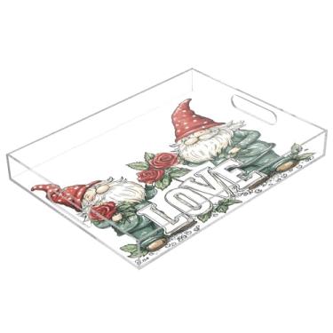 Imagem de STAYTOP Bandeja de servir de acrílico para o Dia dos Namorados, 15,7 x 11,20 cm, bandejas decorativas à prova de derramamento, organizador de bancada para café da manhã, chá, comida, maquiagem