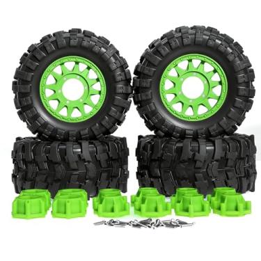 Imagem de REDSPIDER 1/10 RC Truck Wheel Tires 12mm/14mm/16mm Hex for 1/10 Rustler Stampede Hoss,Granite Vorteks Big Rock,Axia 1 L0si Red cat Rc4wd,Hard Plastic RC Truck Tires,RC Monster Truck Car Wheels (Green)