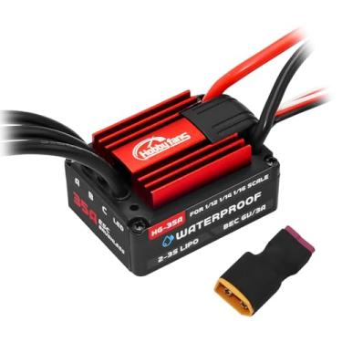 Imagem de Hobby Fans Brushless HG-35A Waterproof ESC Electric Speed Controller for Traxxas E-REVO Losi JRX2 H16BM H16DR Redcat Volcano 16 Arrma Typhon Grom Mojave Grom 1/14 1/16 1/18 RC Car (Red)