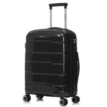 Imagem de Mala De Bordo 10kg Viagem Zíper Expansível Em Polipropileno Rodinhas 360º Tsa - Lima - Denlex Preto