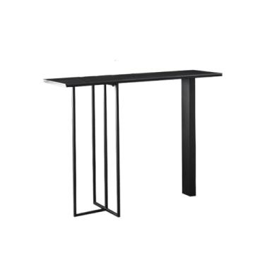 Imagem de Mesa de bar Mesa de bar laje pedra com estrutura metal e divisória preta, mesa alta para espaços estreitos(200 * 40 * 105cm)