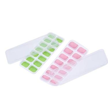 Imagem de Forma De Gelo Fundo Tampa Rígida(Kit 2 (rosa e verde))