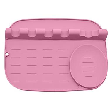 Imagem de Suporte de Utensílios Silicone com Base Gotejamento Resistente ao Calor - Colher para Múltiplos Servilha e Pinças na Par