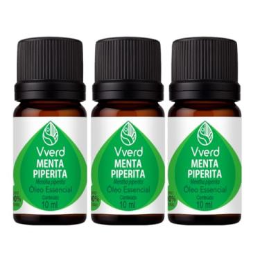 Imagem de Kit 3 Óleos Essenciais Menta Piperita Vverd 10ml Cada – 100% Puro, Natural e Vegano Aromaterapia, Difusor, Massagem, Inalação,Refrescante, Revigorante e Energizante
