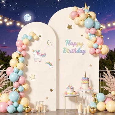Imagem de Capa de fundo de arco de marfim de 1,8 m de altura, capa de arco de casamento, elástico, arco redondo, chiara, suporte para decoração de aniversário, balão, festa, banquete, chá de bebê