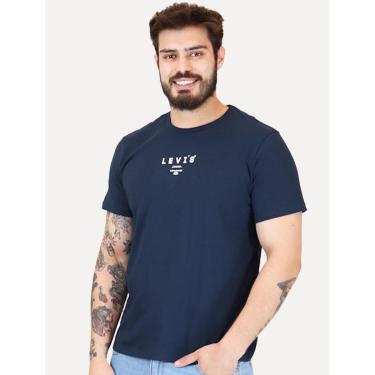 Imagem de Camiseta Levis Masculina Standard Center Logo Worldwide Azul Marinho-Masculino