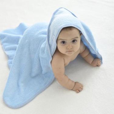 Imagem de Toalha de Banho Bebê Super Seca 75 cm x 75 cm Baby Joy, Azul